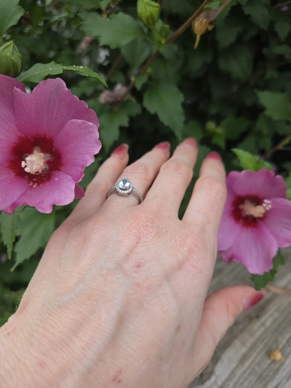 Sterling Silver Aquamarine Halo Ring